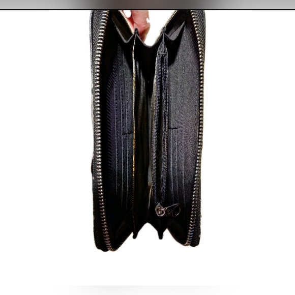 Western Turquoise Cross Studded Wristlet Wallet Black Embroidered Cowgirl Clutch - Picture 10 of 10